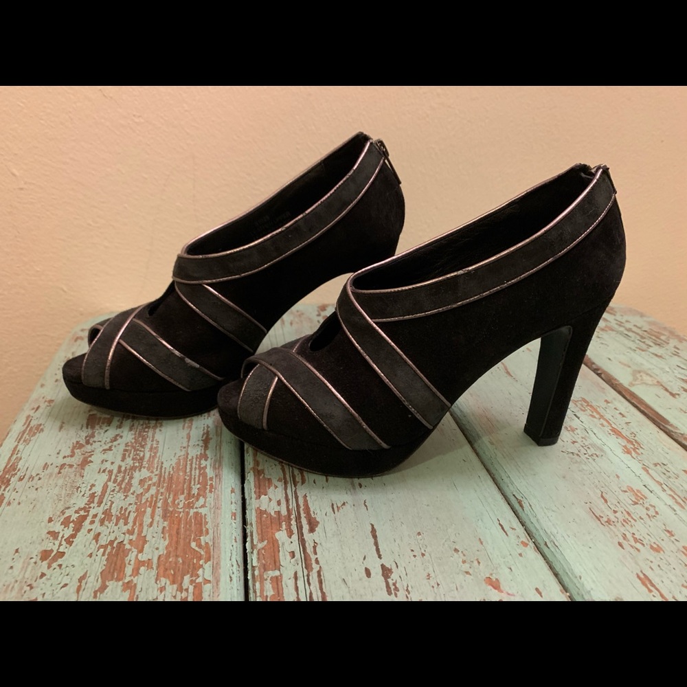 J Crew Suede Peep Toe Heels
